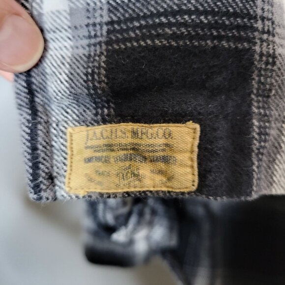 Jachs Men's XL Plaid Flannel Thick Button Front Shirt Black White - Picture 6 of 8